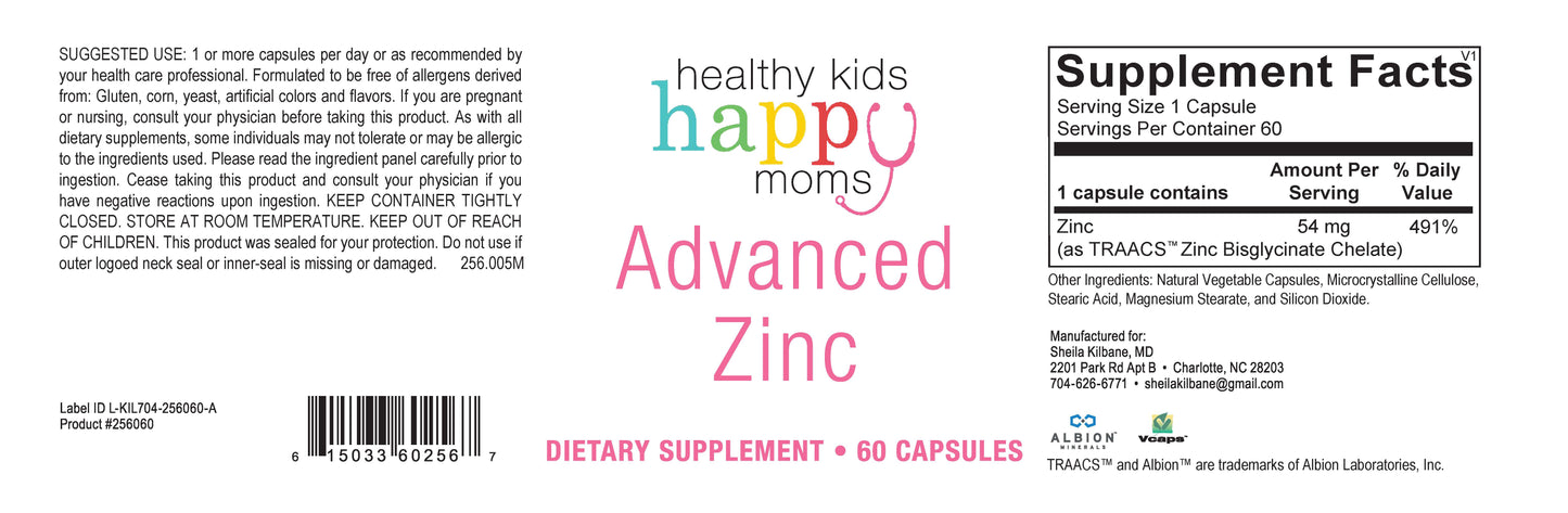 Healthy Kids Happy Moms Advanced Zinc - 60 Capsules