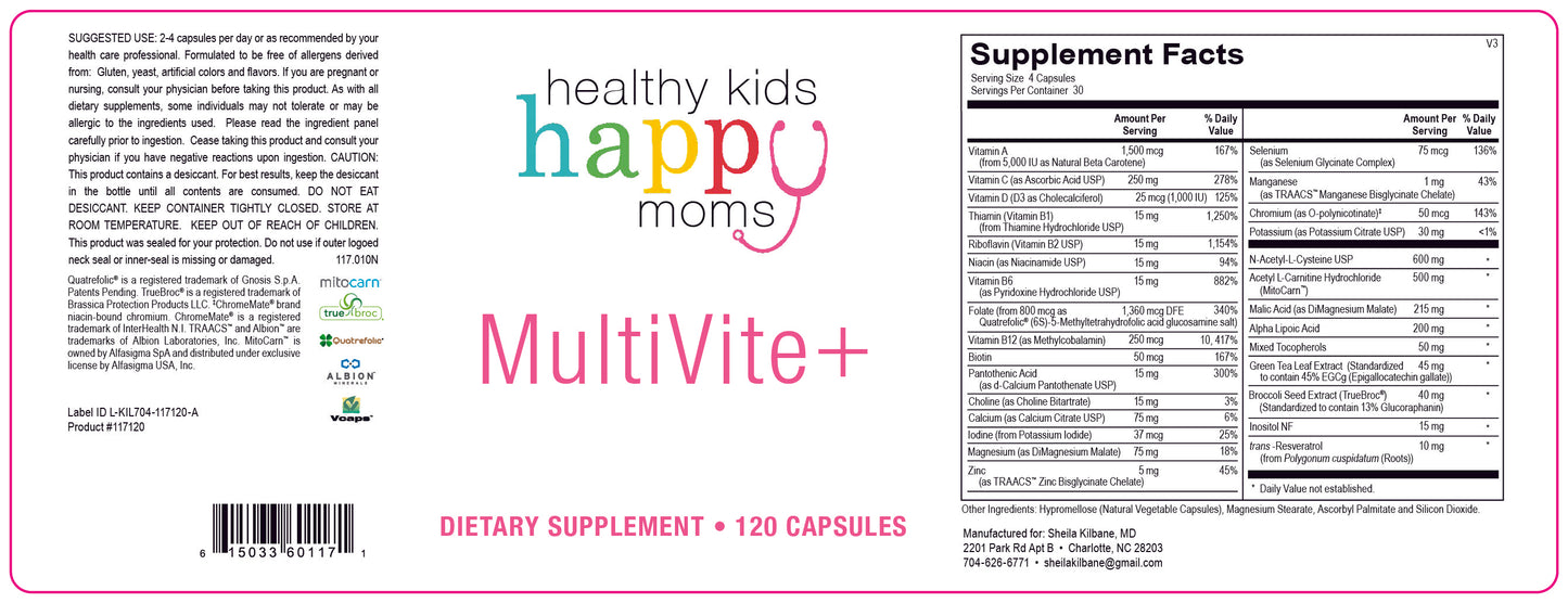 Healthy Kids Happy Moms MultiVite+ - 120 Capsules