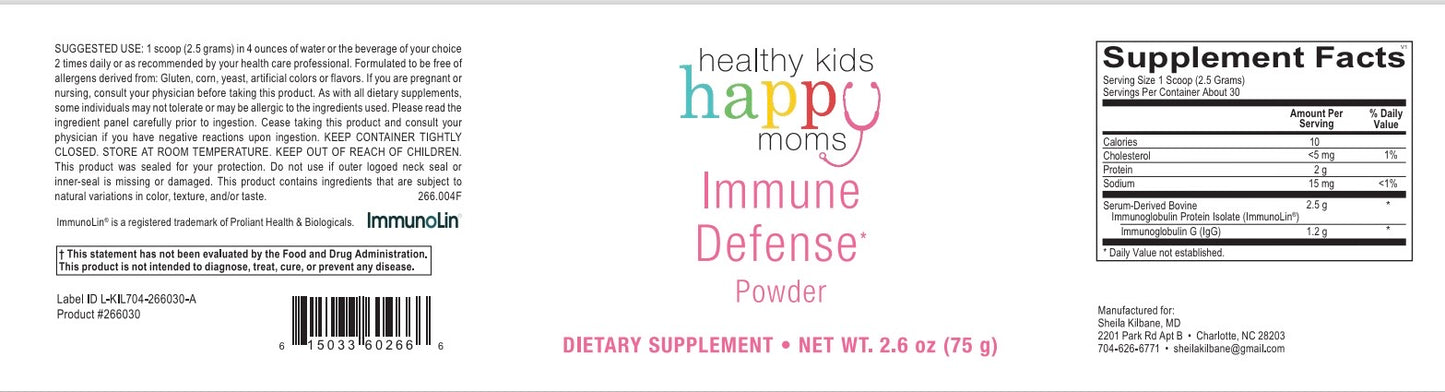 Healthy Kids Happy Moms Immune Defense IgG Powder - 2.6 oz (formerly Immune Protect IgG Powder)