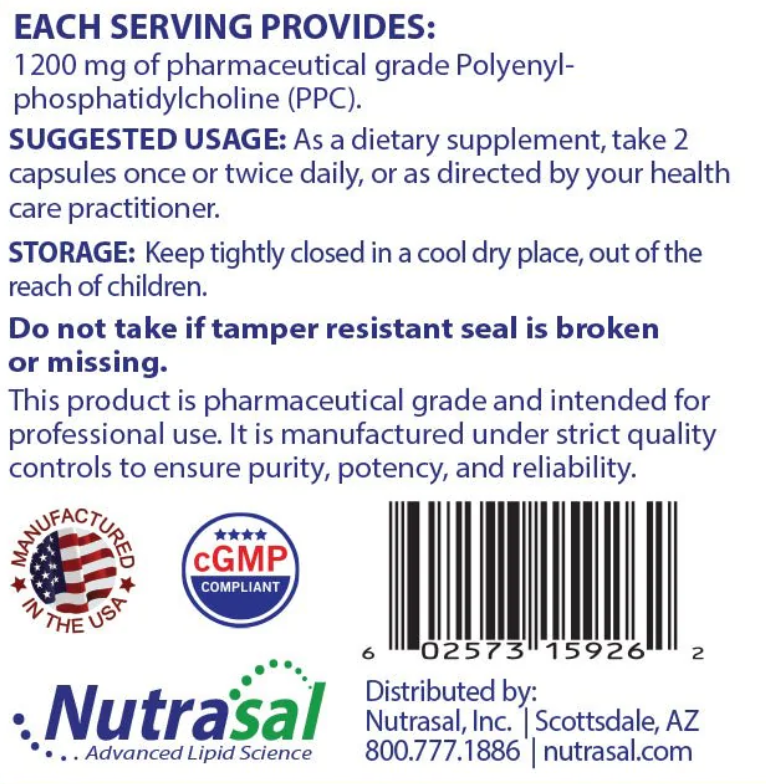 PhosChol 600 PC (PPC) by Nutrasal - 60 Vegetarian Capsules