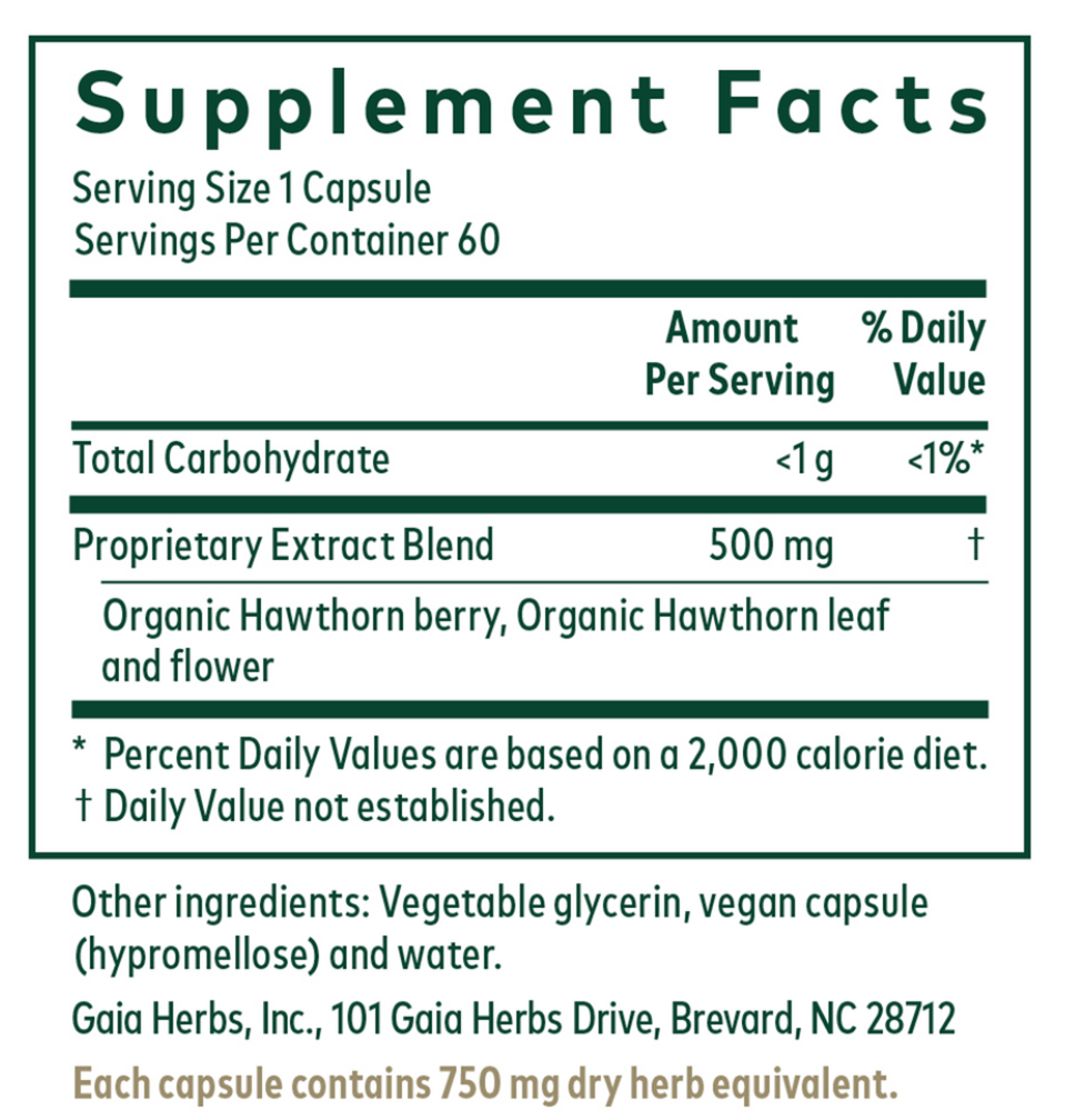 Hawthorn Capsules by Gaia Herbs Pro - 60 Capsules