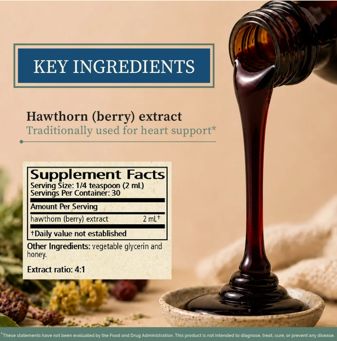 Hawthorn Syrup by Wise Woman Herbals - 4 oz (120 ml)
