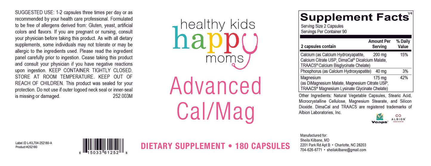 Healthy Kids Happy Moms Advanced Cal/Mag - 180 Capsules