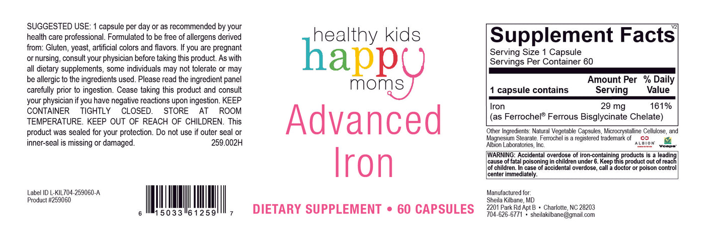 Healthy Kids Happy Moms Advanced Iron - 60 Capsules