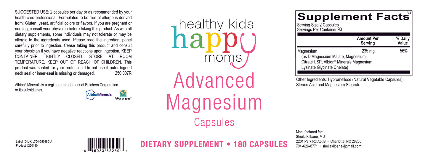 Healthy Kids Happy Moms Advanced Magnesium - 180 Capsules