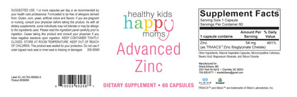Healthy Kids Happy Moms Advanced Zinc - 60 Capsules