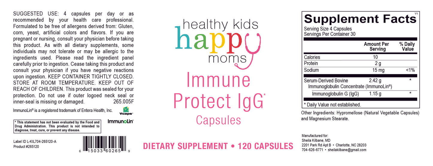 Healthy Kids Happy Moms Immune Protect IgG - 120 Capsules