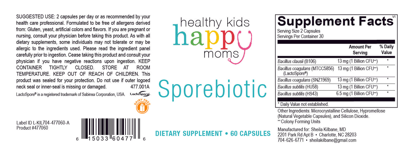 Healthy Kids Happy Moms Sporebiotic (20 Billion CFU) - 60 Capsules