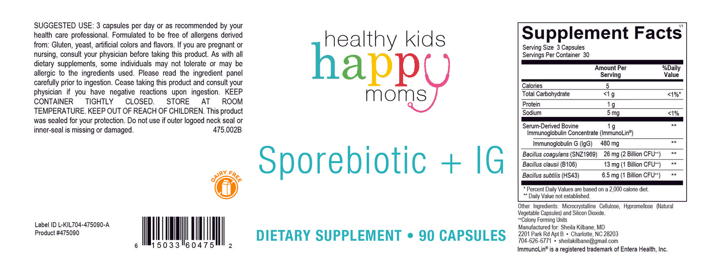 Healthy Kids Happy Moms Sporebiotic + IG - 90 Capsules