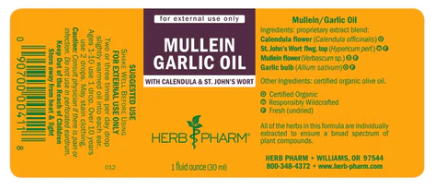 Mullein Garlic Pure Ear Oil by Herb Pharm - 1 fl oz