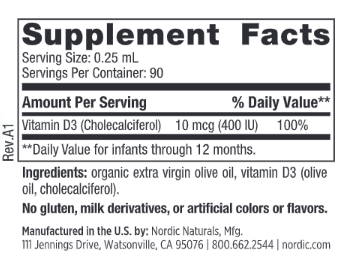 Baby's Vitamin D3 Liquid by Nordic Naturals - .76 fl oz