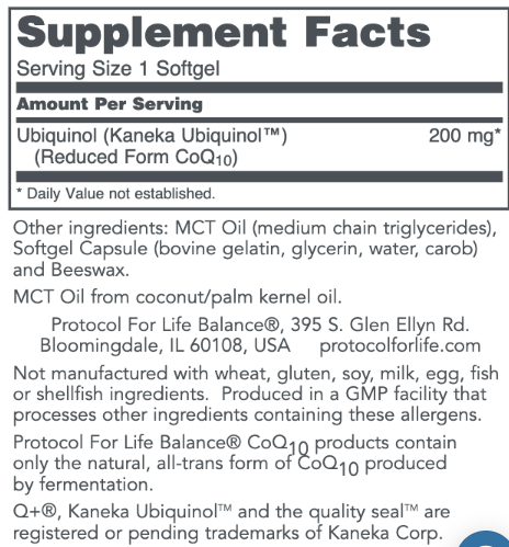 Ubiquinol 200 mg by Protocol for Life Balance - 60 Gels