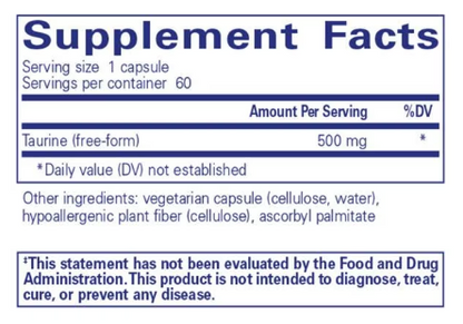 Taurine 500mg by Pure Encapsulations - 60 Capsules