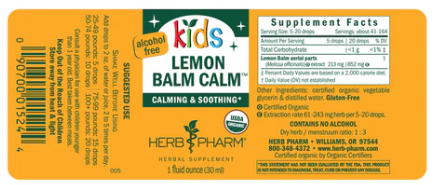 Kids Lemon Balm Calm™ by Herb Pharm