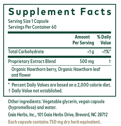 Hawthorn Capsules by Gaia Herbs Pro - 60 Capsules