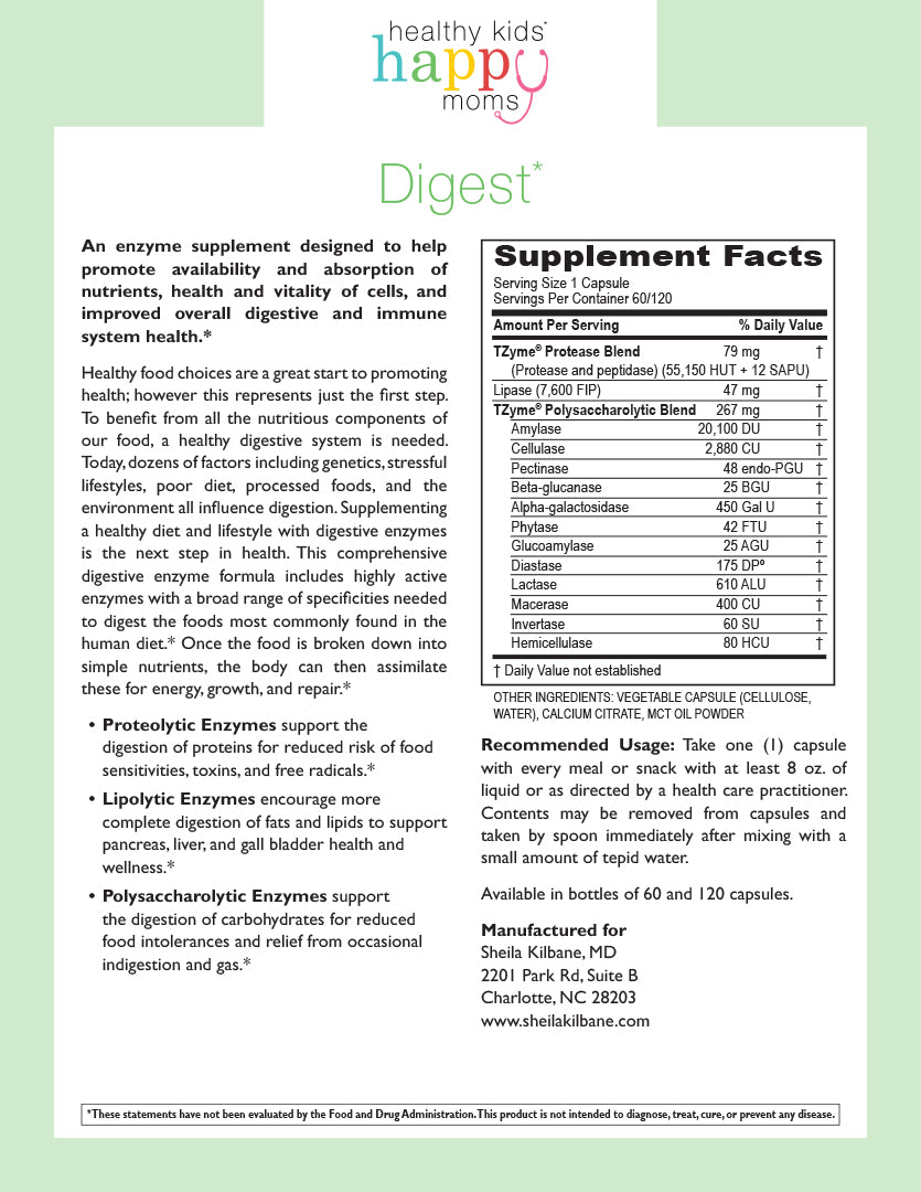 Healthy Kids Happy Moms Digest Enzymes - 60 Capsules