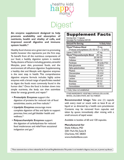 Healthy Kids Happy Moms Digest Enzymes - 60 Capsules