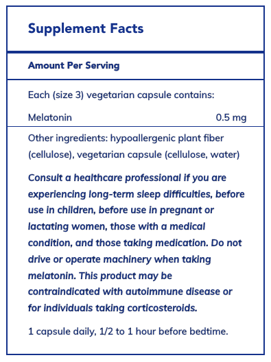 Melatonin .5mg by Pure Encapsulations - 60 Capsules