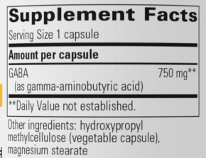 GABA 750mg by Integrative Therapeutics - 60 Capsules
